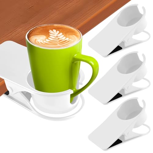 3PCS Drinking Cup Holder Clip Kalolary Chair Desk Bottle Cup Stand DIY Glass Clamp Storage Saucer Clip with Groove for Potted Plant Beverage Coffee Mug Holder Clip for Home & Office (3 Count)