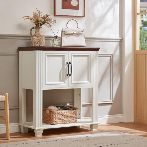 Farmhouse Coffee Bar Cabinet with Open Shelf