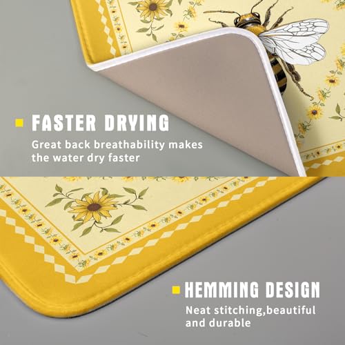 Sunflower Bee Dish Drying Mat