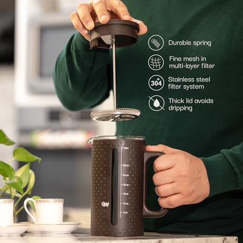 34oz Large French Press Coffee Maker Brown