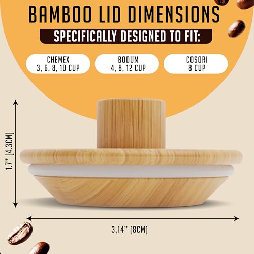 Pour Over Lid for Chemex Coffee Maker Bamboo Heat Retaining Cover