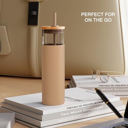28 oz Glass Tumbler with Lids and Straws