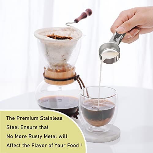 4PCS 1/4CUP(60ml, 2oz) Measuring Cup, 18/8 Stainless Steel Measure Scoop