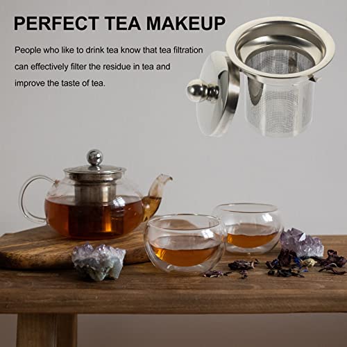 Stainless Steel Tea Strainer Insert with Fine Mesh Filter and Lid Replacement Tea Infuser for Teapot Accessories Compact 3.00X2.44 Inch Suitable for Home Rooms and Restaurants