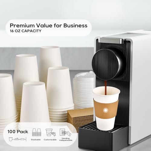 100 Pack] 16 oz Paper Coffee Cups (100 Count)