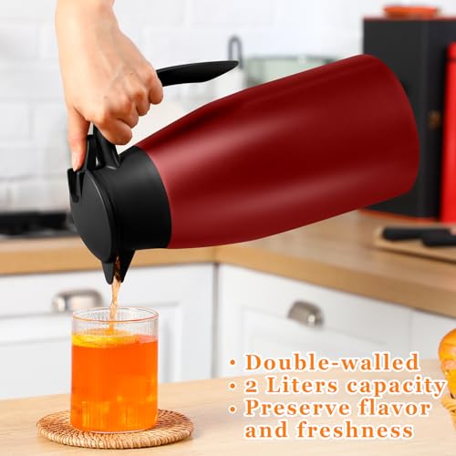 2 Pcs Thermal Coffee Carafe Insulated Stainless Steel Coffee Carafe for Hot Liquid Vacuum Thermal Pot Creamer Pitcher Dispenser with Brushes Keeping Hot Water Milk (2 Count)