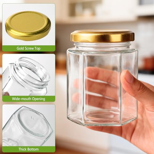 30 Pack 6 oz Glass Jars with Gold Lids (30 Count)