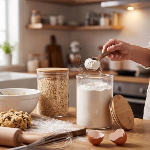 Glass Storage Jars Set Elegant Containers with Airtight Bamboo Lids