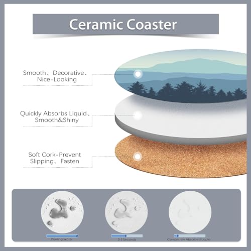 Drink Coasters Set of 6 with Holder
