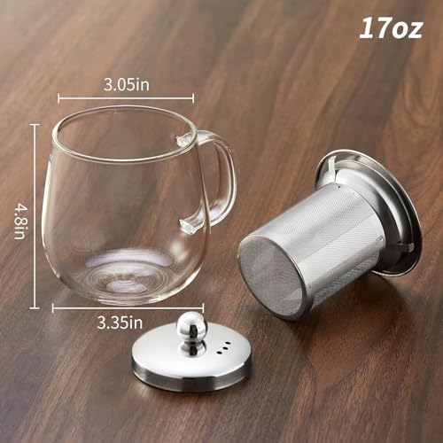Glass Tea Cup with Infuser and Lid