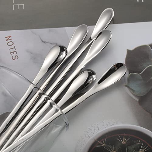 Stainless Steel Cocktail Stir Sticks with Long Handle of 6 Pieces for Coffee & Tea Drinks (6 Count)