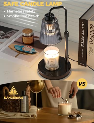 Marble Candle Warmer Lamp Black with Cycle Timer