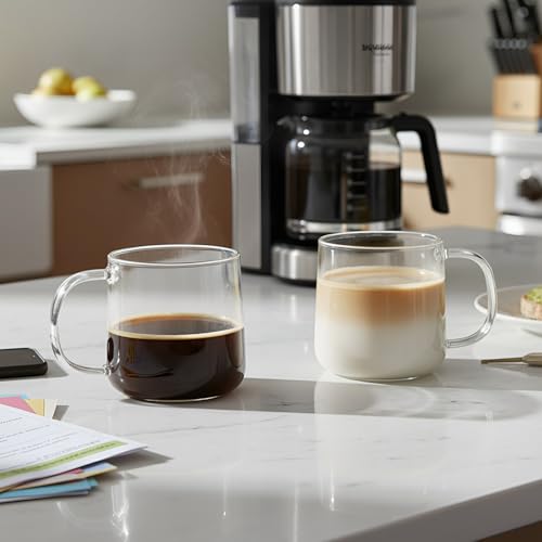 20oz Glass Coffee Mugs Set of 2 (2 Count)