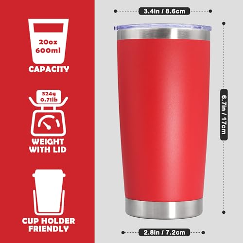 20oz Tumbler Stainless Steel Tumbler Coffee Tumbler with Lid Red