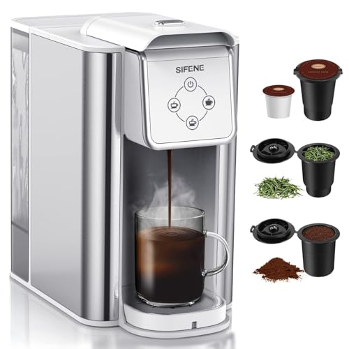 3-in-1 Single Serve Drip Coffee Machine, Compact K-Cup/K-Pod Compatible Brewer for Ground Coffee & Tea, 50oz Removable Water Reservoir, Multiple Brew Sizes, Auto Shut-Off