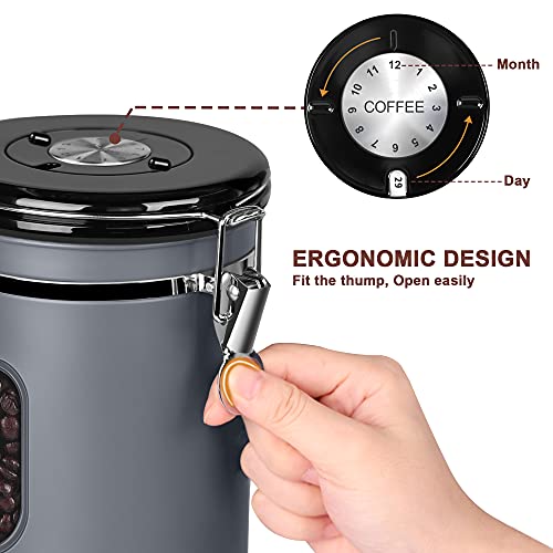 1500ML Airtight Coffee Canister with Date Tracker&Transparent Window