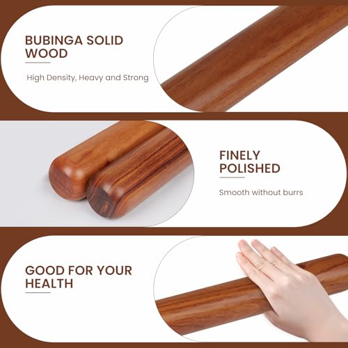 Natural High Density Solid Bubinga Wood French Rolling Pin
