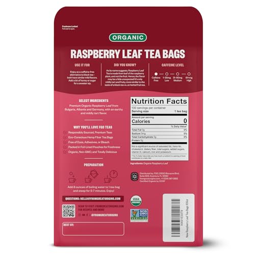 Organic Red Raspberry Leaf Tea Bags (100 Count)