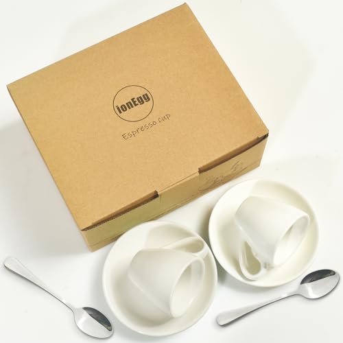 Porcelain Espresso Cup with Saucer And Stainless Steel mini Spoons (7 Count)