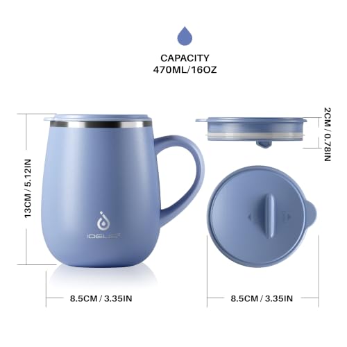 16 oz Insulated Coffee Mug with Lid and Handle