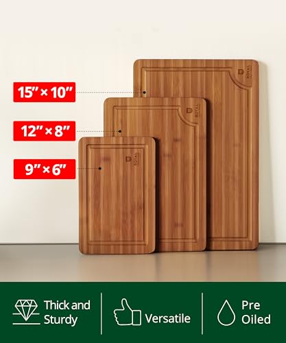 Wooden Cutting Boards for Kitchen Meal Prep & Serving (3 Count)