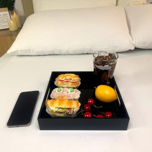 Glossy Black Sturdy Acrylic Serving Tray with Handles