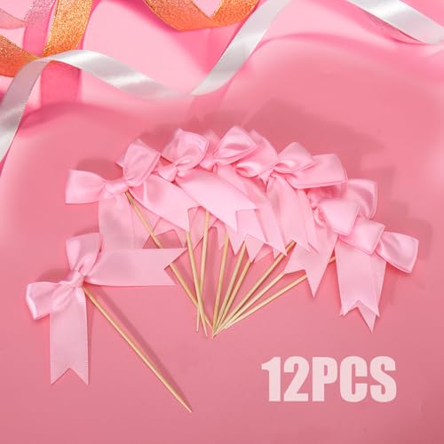 Pink Bow Cupcake Toppers (12 Count)