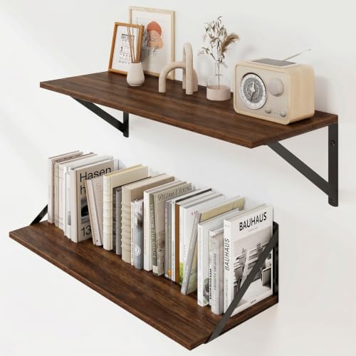 Black Deep Floating Shelves for Wall (2 Count)