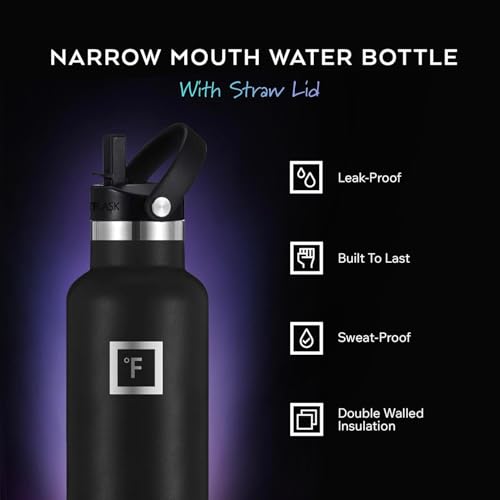 24 oz Narrow Mouth Water Bottle with Straw
