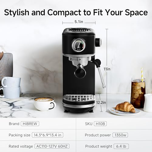 H10B Programmable Espresso Machine with LED Display & Pressure Gauge