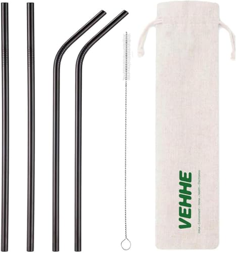 Black Metal Straws (4 Count)