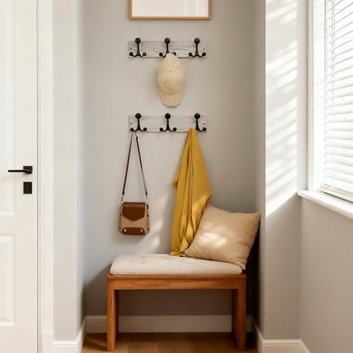 17 Inch Wood Coat Rack Wall Mount with 3 Triple Hooks