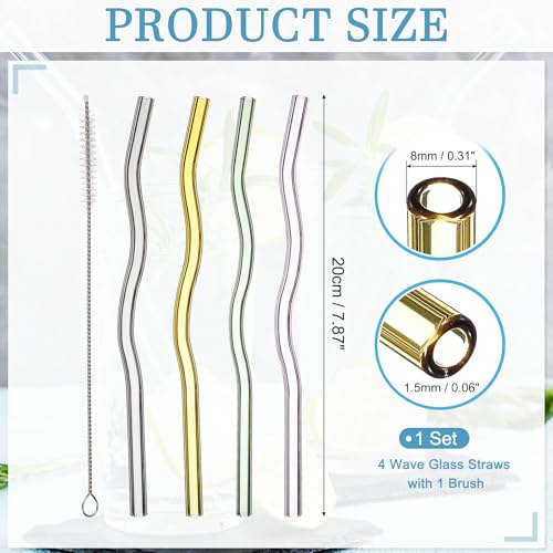 4 Pcs Reusable Glass Drinking Straws (4 Count)