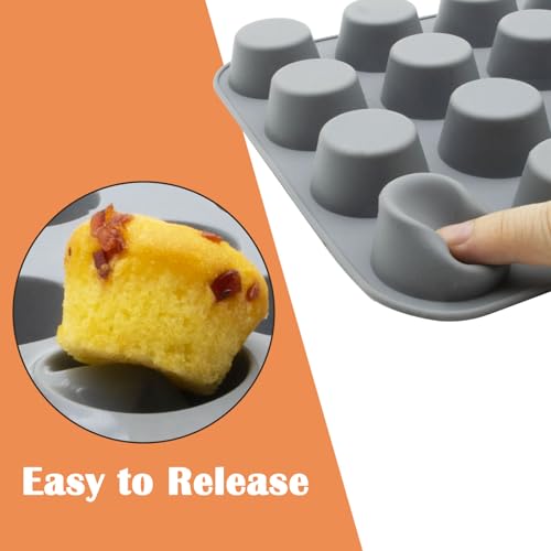 24 Cups Silicone Mini Muffin Pan Set (2 Count)