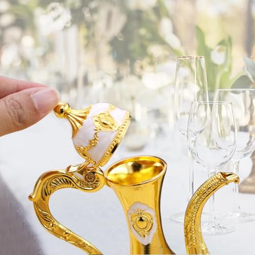 Gold Tea Set Vintage Coffee Pot Set with 6 Cups and Tray