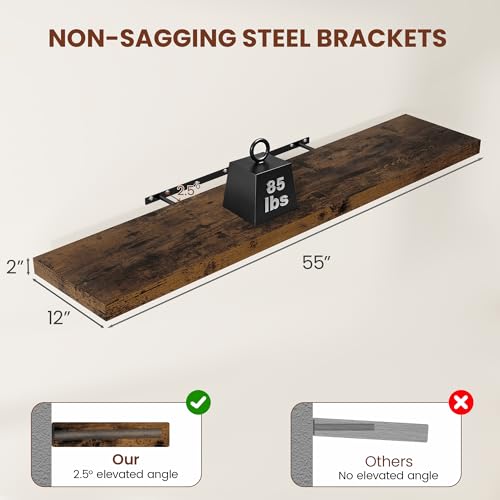 Deep Floating Shelves 55x12” Set of 2 (2 Count)