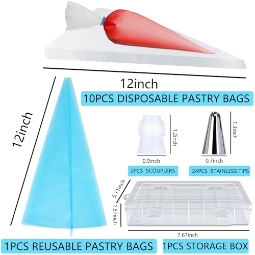 40PCS Piping Bags and Tips Set 12 Inch Pastry Bags Cakes Decorating Kit Supplies