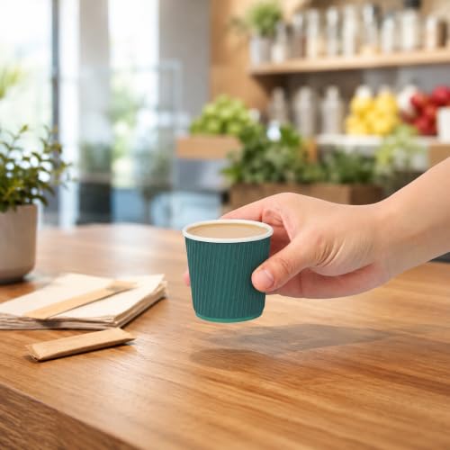 Ripple Wall Coffee Cups 500 Count 4 Ounce Insulated Forest Green Paper Cups