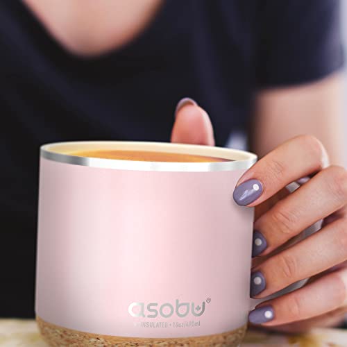 Infinite Stainless Steel Insulated Coffee Mug with Inner Ceramic Coating and Cork Coaster 16 Ounce