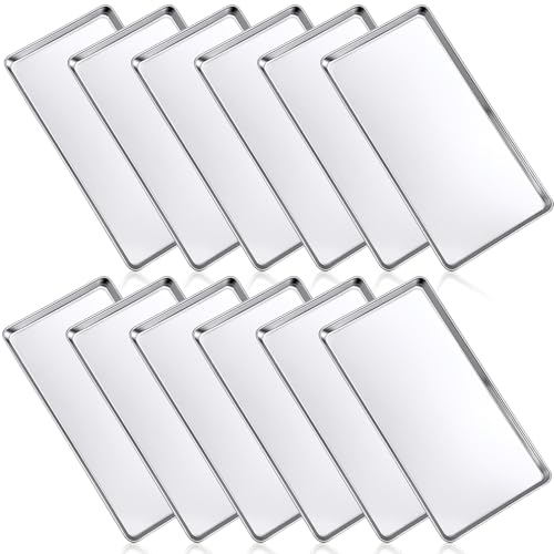 12 Pcs Stainless Steel Baking Sheet Cookie Pans (12 Count)