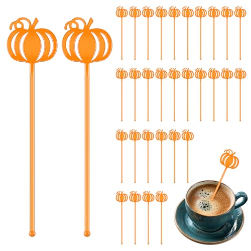 30 Pcs Fall Swizzle Sticks Plastic Coffee and Cocktail Stirrers Thanksgiving Wedding Drink Stirrers Cocktail Mixers for fall Autumn Party Tea Coffee Bar Decoration