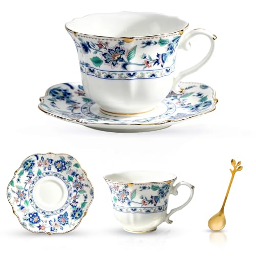 Bone China Tea Cup and Saucer Set (6 Count)