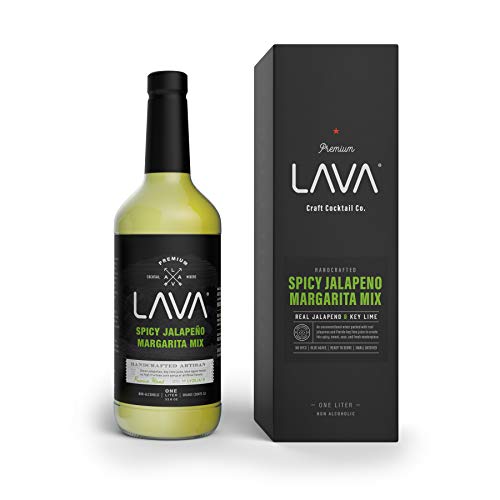 3 Pack) LAVA Premium Spicy Jalapeño Margarita Mix by LAVA Craft Cocktail Co., Made with Real Jalapeños, Agave Nectar, Key Limes, Lots of Flavor and Ready to Use (33.8 Fl Oz)