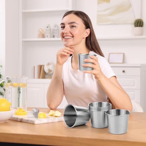 Resinta 6 Pack 5 oz Stainless Steel Cups Metal Shatterproof Stackable Pint Drinking Cups for Kids (6 Count)