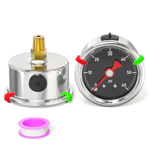 0 60PSI Stainless Steel Glycerin Filled Pressure Gauge 1.5" Black Dial Size