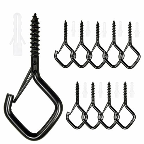10PCS Eye Screw Hooks for Hanging Heavy Duty with Safety Buckle.Metal Ceiling Hooks for Hanging Plants