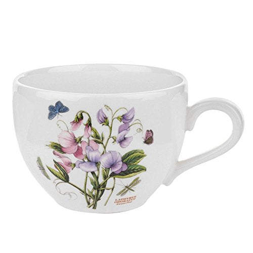 Botanic Garden 20 ounce Jumbo Cup White with Floral Design Laurel Leaf border Chili Mug