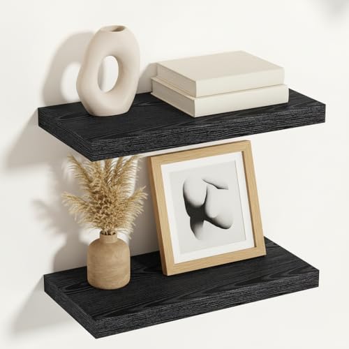Black Floating Shelves 12 Inch Deep (2 Count)