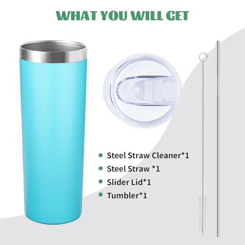 20 oz Skinny Tumbler with Lid and Straw (8 Count)