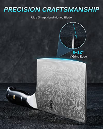 7" Japanese Damascus Meat Cleaver Chopping Knife